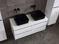 Badkamermeubel 2-persoons 120cm (2 kleuren mogelijk) met (hangkast) en natuursteen of solid surface wastafel(s) - afbeelding 10 van  40