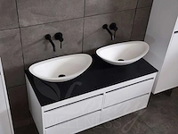 Badkamermeubel 2-persoons 120cm (2 kleuren mogelijk) met (hangkast) en natuursteen of solid surface wastafel(s) - afbeelding 11 van  40