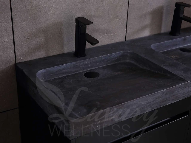 Badkamermeubel 2-persoons 120cm (2 kleuren mogelijk) met (hangkast) en natuursteen of solid surface wastafel(s) - afbeelding 13 van  40