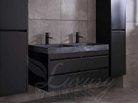 Badkamermeubel 2-persoons 120cm (2 kleuren mogelijk) met (hangkast) en natuursteen of solid surface wastafel(s) - afbeelding 14 van  40