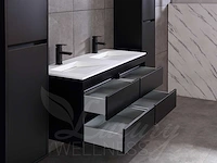 Badkamermeubel 2-persoons 120cm (2 kleuren mogelijk) met (hangkast) en natuursteen of solid surface wastafel(s) - afbeelding 24 van  40