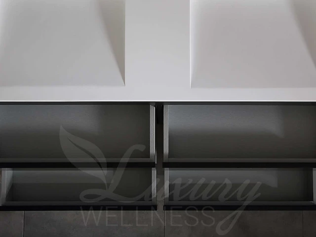 Badkamermeubel 2-persoons 120cm (2 kleuren mogelijk) met (hangkast) en natuursteen of solid surface wastafel(s) - afbeelding 25 van  40