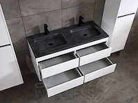 Badkamermeubel 2-persoons 120cm (2 kleuren mogelijk) met (hangkast) en natuursteen of solid surface wastafel(s) - afbeelding 40 van  40