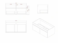 Badkamermeubel 2-persoons 120cm met spiegelkast en (hangkast) mat zwart - afbeelding 3 van  13