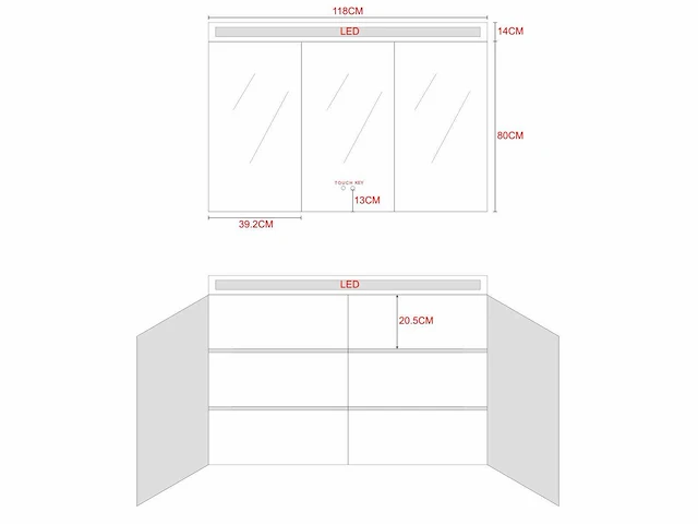 Badkamermeubel 2-persoons 120cm met spiegelkast en (hangkast) mat zwart - afbeelding 4 van  13
