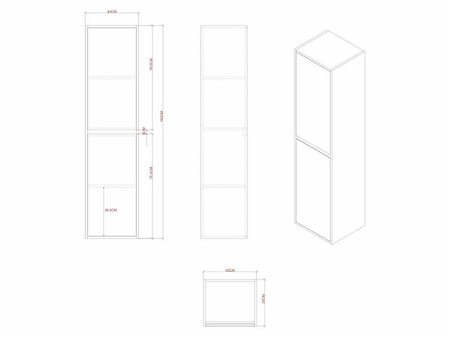 Badkamermeubel 2-persoons 120cm met spiegelkast en (hangkast) mat zwart - afbeelding 5 van  13