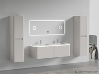 Badkamermeubel 2 persoons 140 cm - taupe - 2 zijkasten - afbeelding 2 van  5