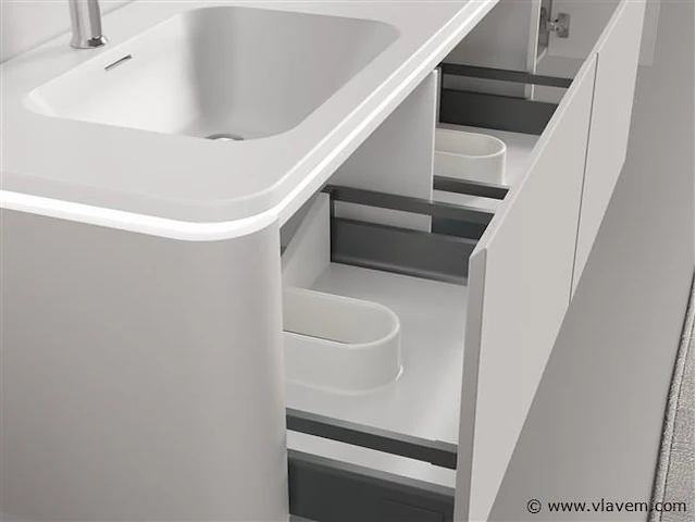 Badkamermeubel 2 persoons 140 cm - taupe - 2 zijkasten - afbeelding 4 van  5