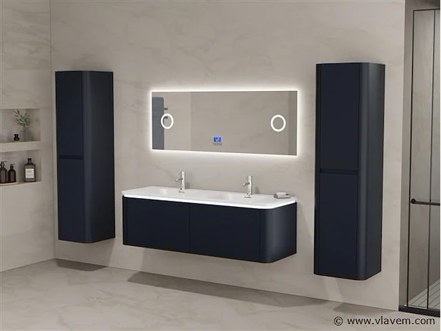 Badkamermeubel 2 persoons 140 cm - zwart - 2 zijkasten - afbeelding 1 van  5