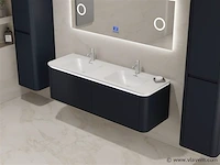 Badkamermeubel 2 persoons 140 cm - zwart - 2 zijkasten - afbeelding 3 van  5
