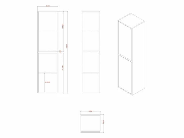 Badkamermeubel 60cm met spiegelkast en (hangkast) mat zwart - afbeelding 5 van  13