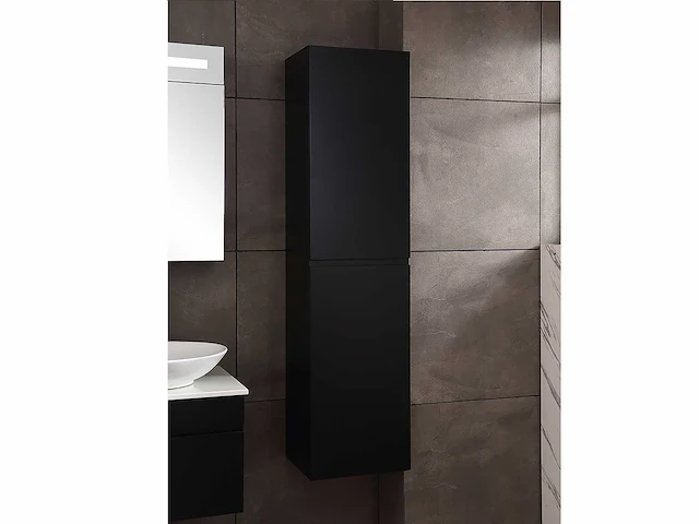 Badkamermeubel 80cm met spiegelkast en (hangkast) mat zwart - afbeelding 2 van  13