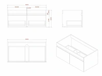 Badkamermeubel 80cm met spiegelkast en (hangkast) mat zwart - afbeelding 4 van  13