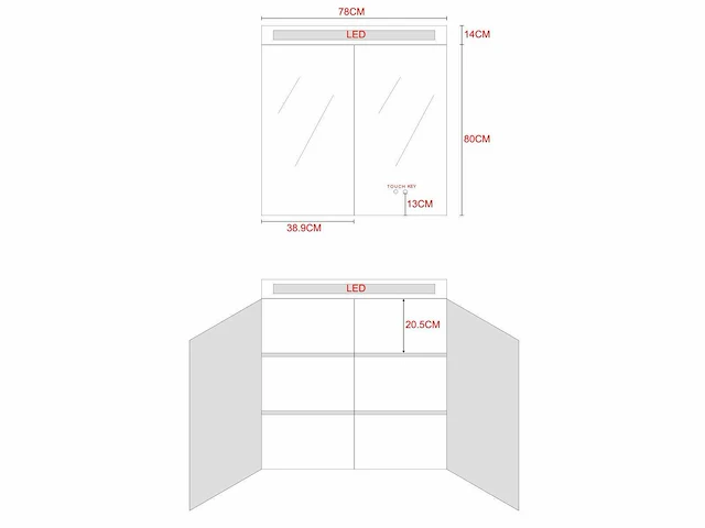 Badkamermeubel 80cm met spiegelkast en (hangkast) mat zwart - afbeelding 5 van  13