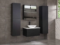 Badkamermeubel 80cm met spiegelkast en (hangkast) mat zwart - afbeelding 6 van  13