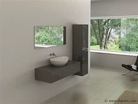 Badkamermeubel baveno | 120 cm | met zijkast | hoogglans antraciet met witte waskom | incl. kranen - afbeelding 1 van  4