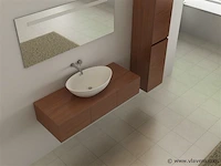 Badkamermeubel baveno | 120 cm | met zijkast | hout decor met witte waskom | incl. kranen - afbeelding 3 van  5