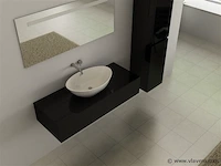 Badkamermeubel baveno | 120 cm | met zijkast | zwart met witte waskom | incl. kranen - afbeelding 2 van  3
