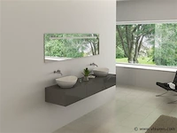Badkamermeubel baveno | 180 cm | hoogglans antraciet met 2 witte waskommen | incl. kranen - afbeelding 1 van  7