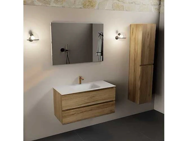 Badkamermeubel eiken honing 100cm - afbeelding 4 van  6