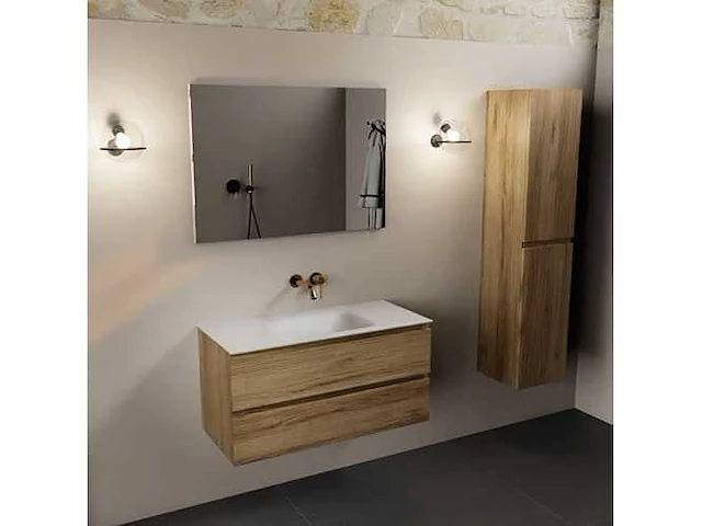 Badkamermeubel eiken honing 100cm - afbeelding 4 van  6