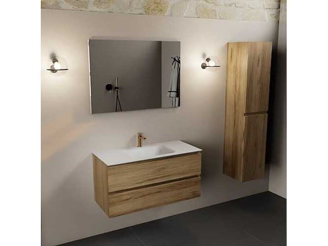 Badkamermeubel eiken honing 100cm - afbeelding 4 van  6