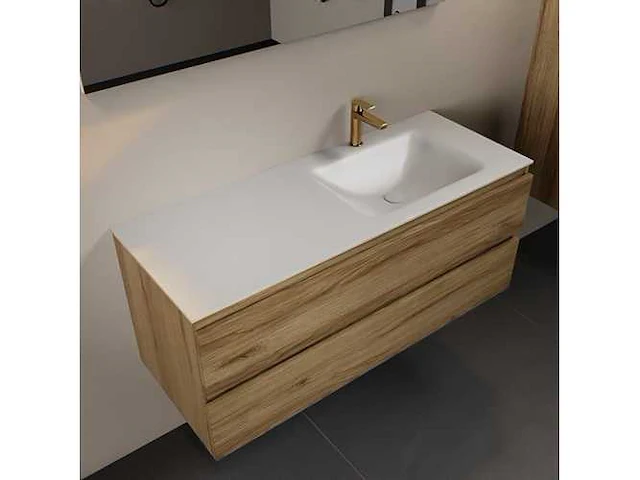 Badkamermeubel eiken honing 120cm rechts - afbeelding 1 van  6