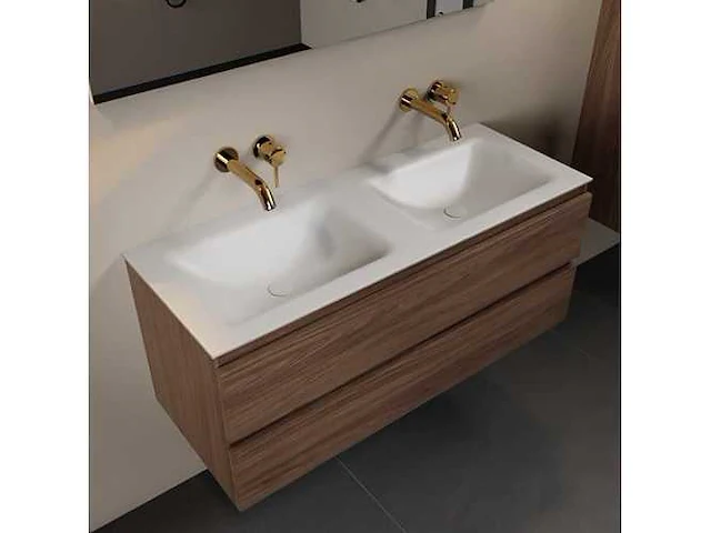 Badkamermeubel eiken mokka 120cm dubbel - afbeelding 1 van  6