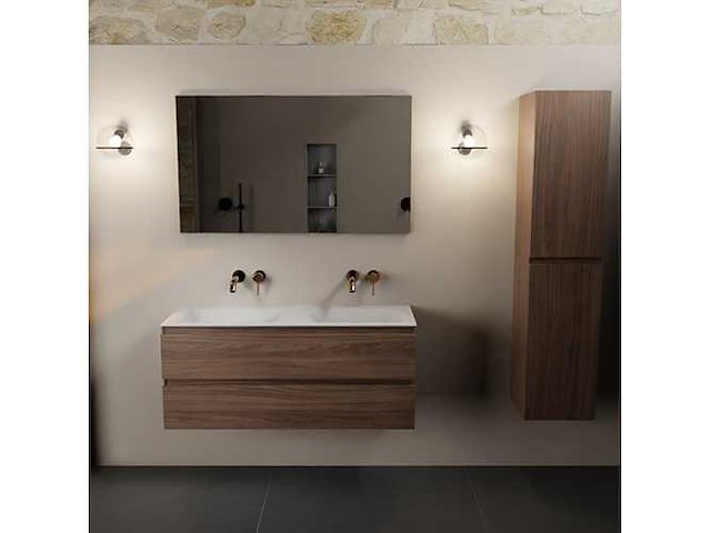 Badkamermeubel eiken mokka 120cm dubbel - afbeelding 6 van  6