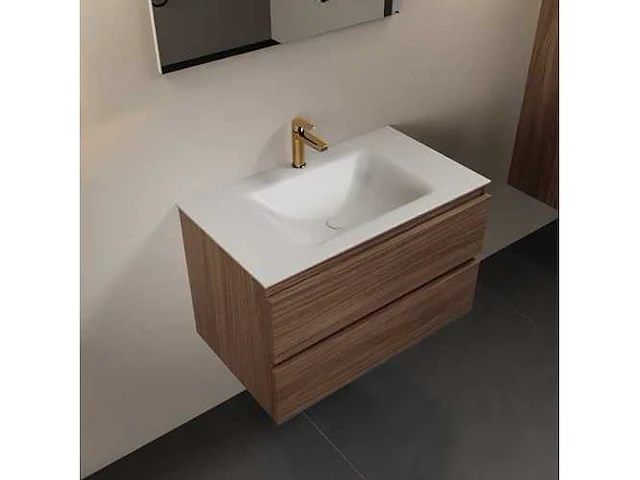 Badkamermeubel eiken mokka 80cm - afbeelding 1 van  6