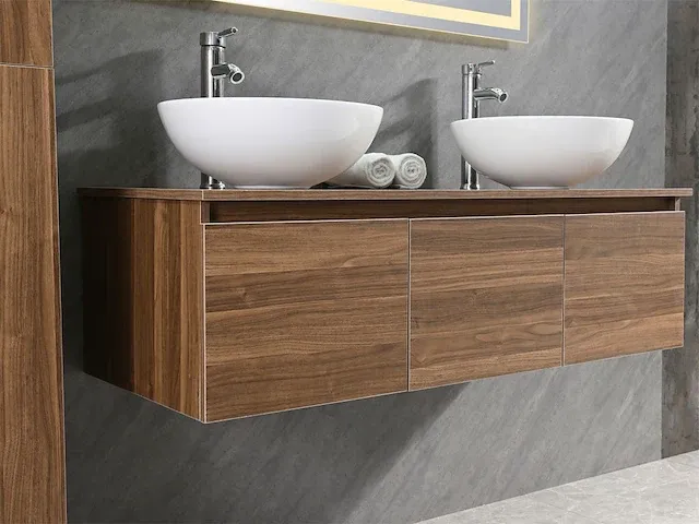 Badkamermeubel jeffrey donker bruin eiken 120 cm nieuw - afbeelding 3 van  15