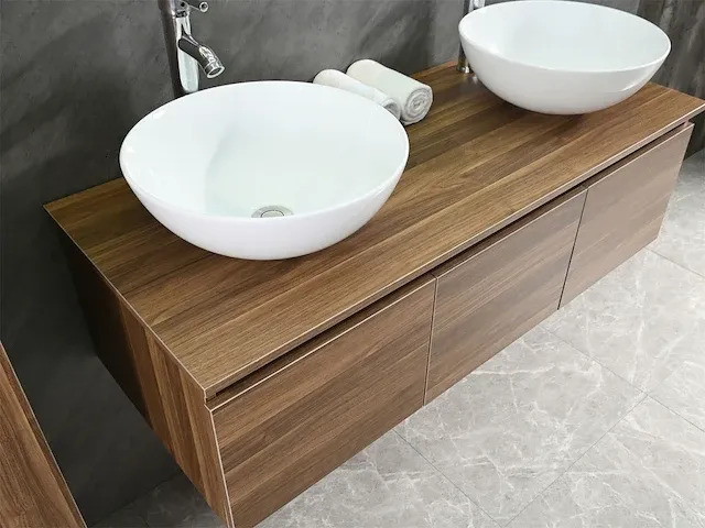 Badkamermeubel jeffrey donker bruin eiken 120 cm nieuw - afbeelding 5 van  15