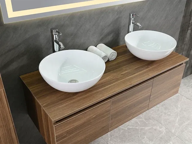 Badkamermeubel jeffrey donker bruin eiken 120 cm nieuw - afbeelding 15 van  15