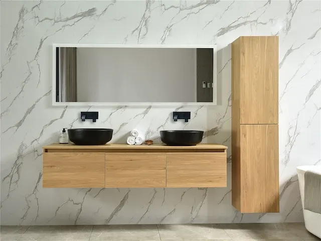 Badkamermeubel jeffrey natuurlijk eiken 160 cm nieuw - afbeelding 2 van  13