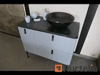 Badkamermeubel op poten licht blauw wastafel in composiet - afbeelding 1 van  5