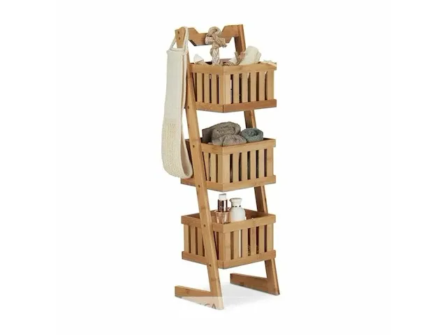 Badkamerrekje hout relaxdays - afbeelding 1 van  4