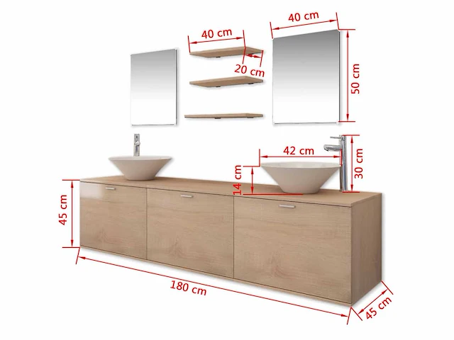 Badkamerset met wastafel en kraan beige - levering enkel in belgië - afbeelding 6 van  12