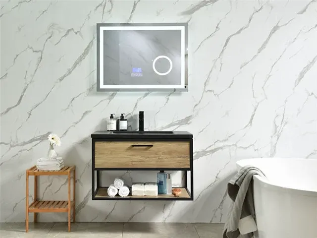 Badmeubel model 1-1663 80 cm nieuw met bluetooth spiegel - afbeelding 2 van  9