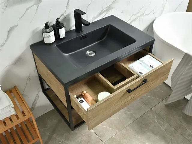 Badmeubel model 1-1663 80 cm nieuw met bluetooth spiegel - afbeelding 6 van  9