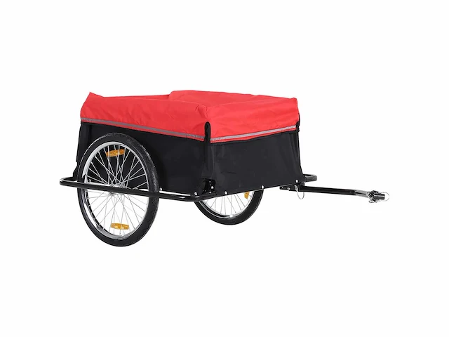 Bakfiets aanhanger met reflectoren en afneembare hoes rood/zwart - afbeelding 2 van  4