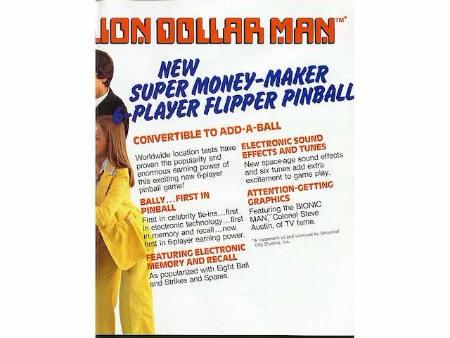 Bally - the six million dollar man - flipperkast - afbeelding 11 van  13