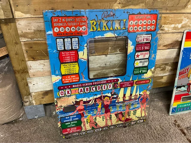 Bally bikini pinball backglass paneel (vintage) - afbeelding 1 van  1