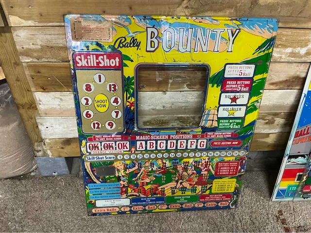 Bally bounty pinball backglass paneel (vintage) - afbeelding 1 van  1