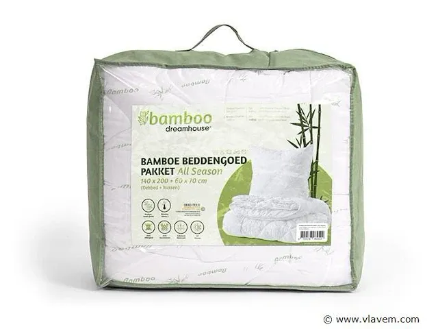 Bamboe beddengoed pakket - 140x20 (dekbed + 1 kussen) - afbeelding 7 van  9