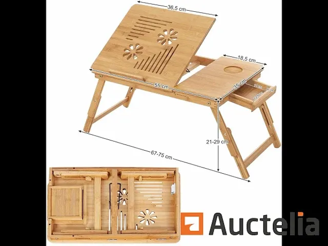 Bamboe opvouwbaar bed tafel voor pc laptop - afbeelding 2 van  8