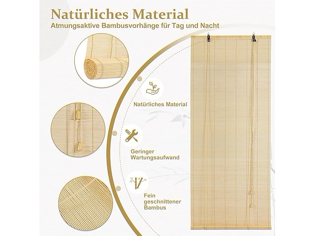 Bamboe rolgordijn 90x180cm - afbeelding 3 van  3