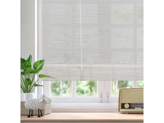 Bamboe rolgordijn 90x220cm wit - afbeelding 2 van  4