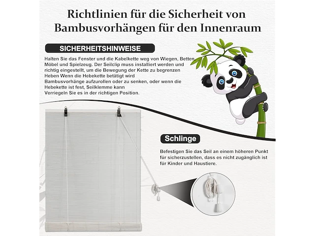 Bamboe rolgordijn 90x220cm wit - afbeelding 4 van  4