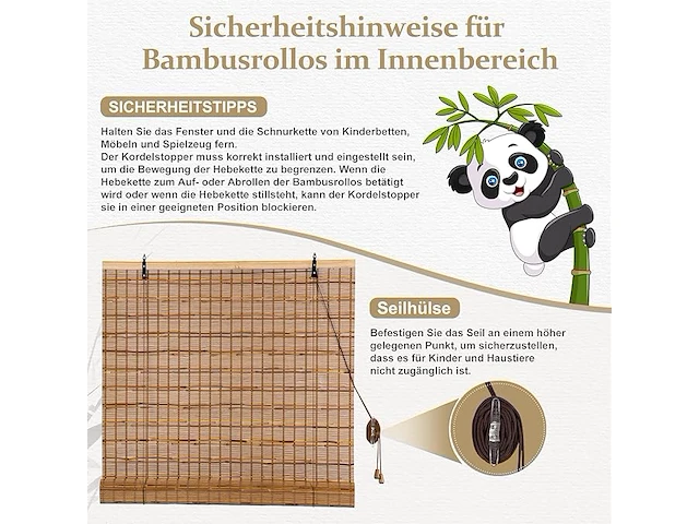 Bamboe rolgordijn halfdoorschijnend 90x180cl donkerbruin - afbeelding 4 van  4