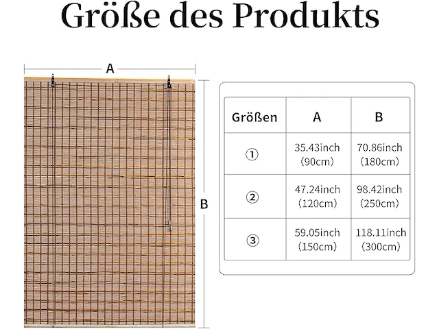 Bamboe rolgordijn halfdoorschijnend 90x180cl donkerbruin - afbeelding 1 van  4